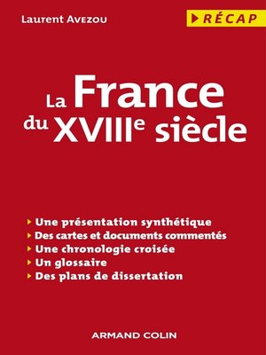 cover image of La France du XVIIIe siècle